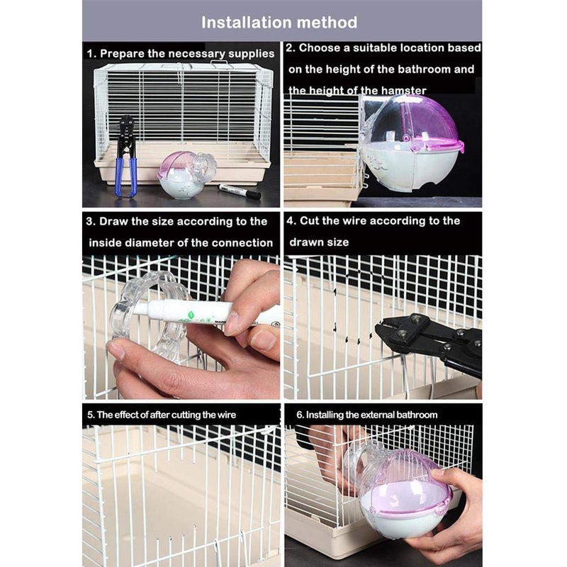 CHUQIANTONG Hamster Bathroom Small Animal Sand Bath Container Removable Iron Wire Acrylic Cage Accessories Suitable for Gerbil Syrian Hamster Mouse (Blue) - Image 5